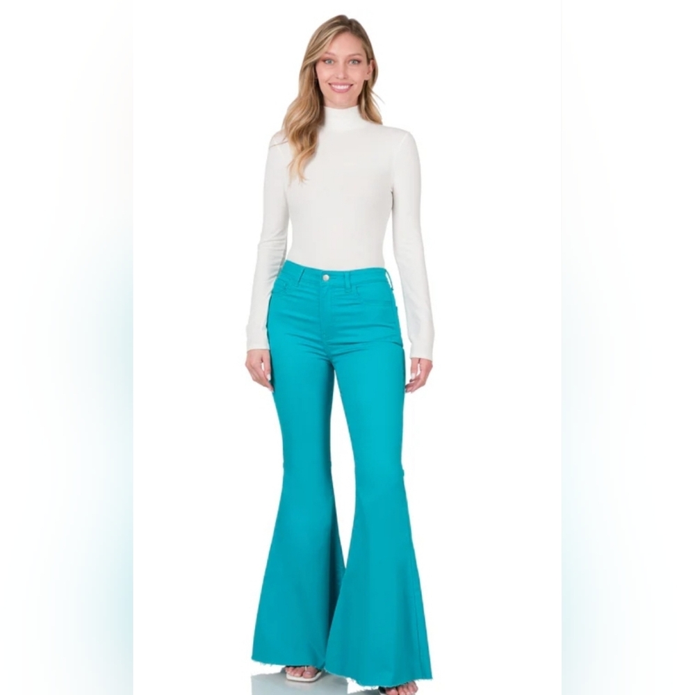 Zenana Teal Flared Pants Waist14 Inseam 32